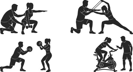 Personal fitness training service vector illustration.