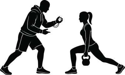 Personal fitness training service vector illustration.