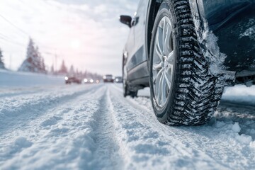 Snowy Highway Travel Safety with SUV Winter Tire