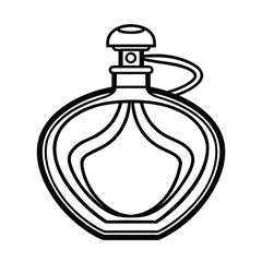 Vintage Christmas decoration ball and glass perfume spray bottle with liquid beauty cosmetic are isolated objects