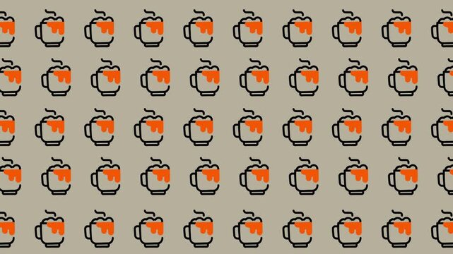 Looping pixel beer mug animation pattern video background.