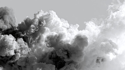 An image of billowing, ominous smoke against a pale backdrop, suggesting a scene of environmental concern or industrial pollution