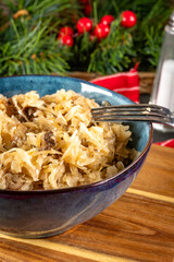 Lenten sauerkraut with mushrooms.