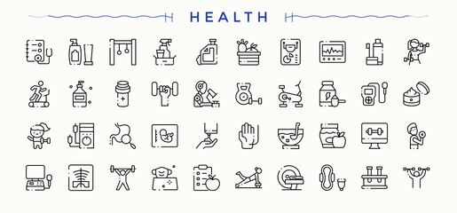 Health icon set. Line icons with editable stroke. Treatment icon pack. Contains related to asthma, pollen, allergen, medicine, treatment and more.