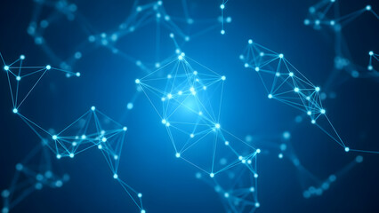 Futuristic digital network visualization highlighting interconnected nodes and data connections in