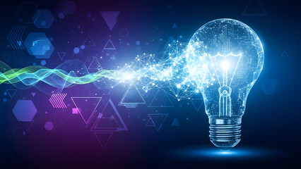 Innovative digital artwork symbolizing the fusion of technology and creative ideas with a glowing