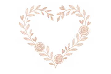 Rose gold floral heart wreath transparent background