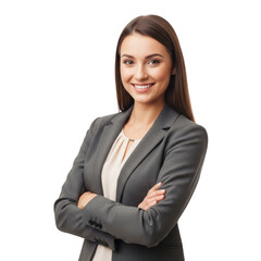 Confident businesswoman with arms crossed isolated on transparent background