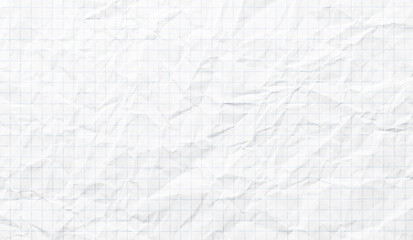white checkered page as background, crumpled paper