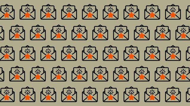 Seamless Pattern of Envelopes with Orange and Black Design.