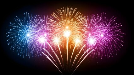 Spectacular colorful fireworks display illuminating a dark night sky with vibrant bursts
