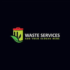 waste cleaning services logo design vector
