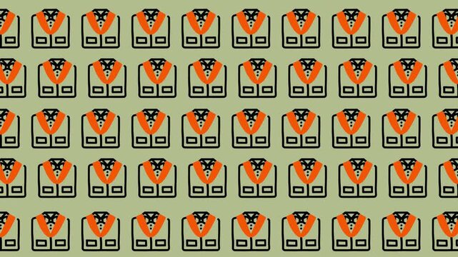 Animated seamless geometric owl pattern loop on beige background.