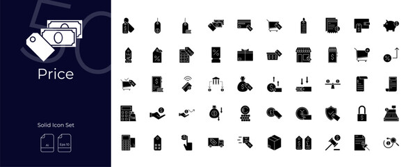 Price Solid Editable Icons set