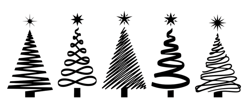 minimalist spiral christmas tree vector set - Powered by Adobe