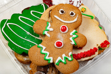 Close up of festive holiday Christmas cookies assortment