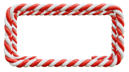 Christmas candy cane red and white striped rectangle frame. Festive striped candy lollipop pattern
