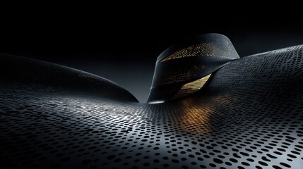 Medium shot featuring a responsive architectural surface that changes texture and form based on wind intensity highlighting innovative environmental interaction.