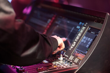 sound board operator controls mixing console