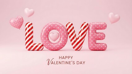3d pink love letter balloon for valentine day background wallpaper