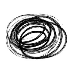 Grungy black ink scribbling an abstract chaotic circle doodle