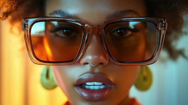 Video A close-up of a person wearing glasses, perfect for representing an individual or adding detail to a scene