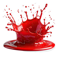 Dynamic high-speed photograph capturing a vibrant red liquid splash against a stark black background.