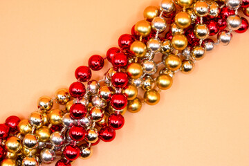 red beads on white background