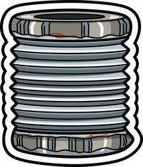 Corrugated Metal Component: A detailed illustration of a weathered corrugated metal component, a testament to industrial resilience and functional design.