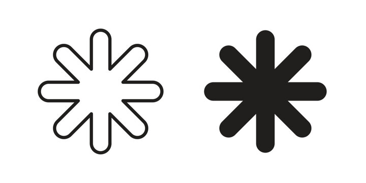 Asterisk icons illustration, line art, glyph style vectors