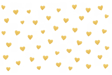 Golden glitter heart pattern on transparent background