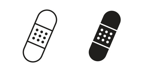 Band aid icons illustration, line art, glyph style vectors