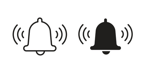 Bell ring icons illustration, line art, glyph style vectors