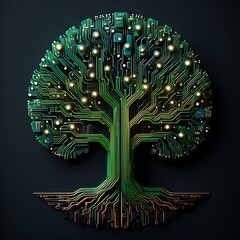 Digital tree of life circuit board art