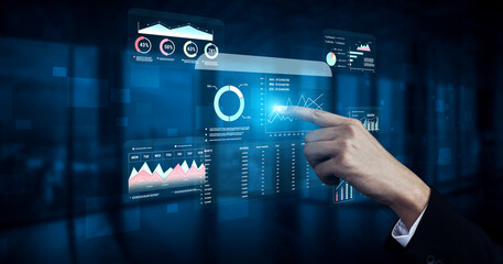 A financial and marketing KPI dashboard for business analytics and strategy. A report showing profit, revenue, and customer conversion rate data. Motif