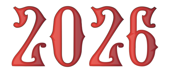 Happy New Year inscription in Russian and cute red horse in cartoon style with beautiful eyes,symbol of year 2026