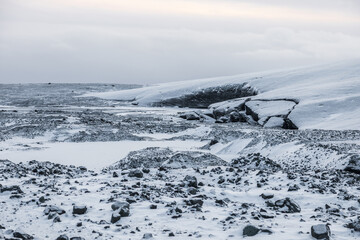 Snowy Surface of Vatnajokull Glacier, Iceland.