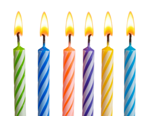  Set of Number 5 Birthday Candles in Multiple Colors with Flames, Straight-On View