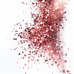 Rose Gold Glitter Explosion Against White Background With Sunlight Flare