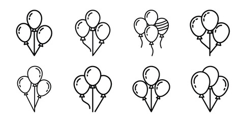christmas holiday balloons outline icon set. Holiday Icons illustration.