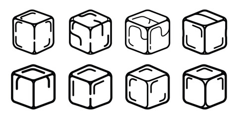 christmas ice cube outline icon set. Holiday Icons illustration.