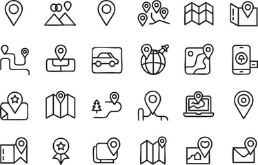 Collection of navigation and travel related icons set