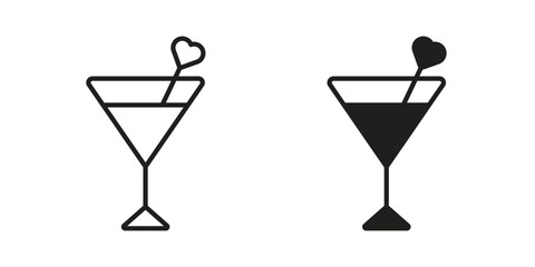 Cocktail icons illustration, line art, glyph style vectors
