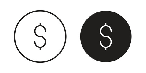 Coin icons illustration, line art, glyph style vectors