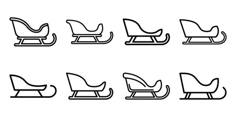 christmas snow sled outline icon set. Holiday Icons illustration.