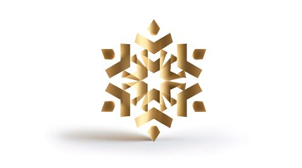 golden snowflake design shows mix of geometric shapes in symmetrical pattern. artwork represents winter and can be used for various seasonal events