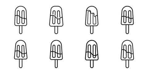 christmas winter ice popsicle outline icon set. Holiday Icons illustration.