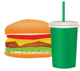 Fast food set, vector illustration	
