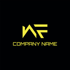 letters wf or fw text logo design vector