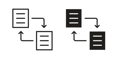 Data transfer icons illustration, line art, glyph style vectors
